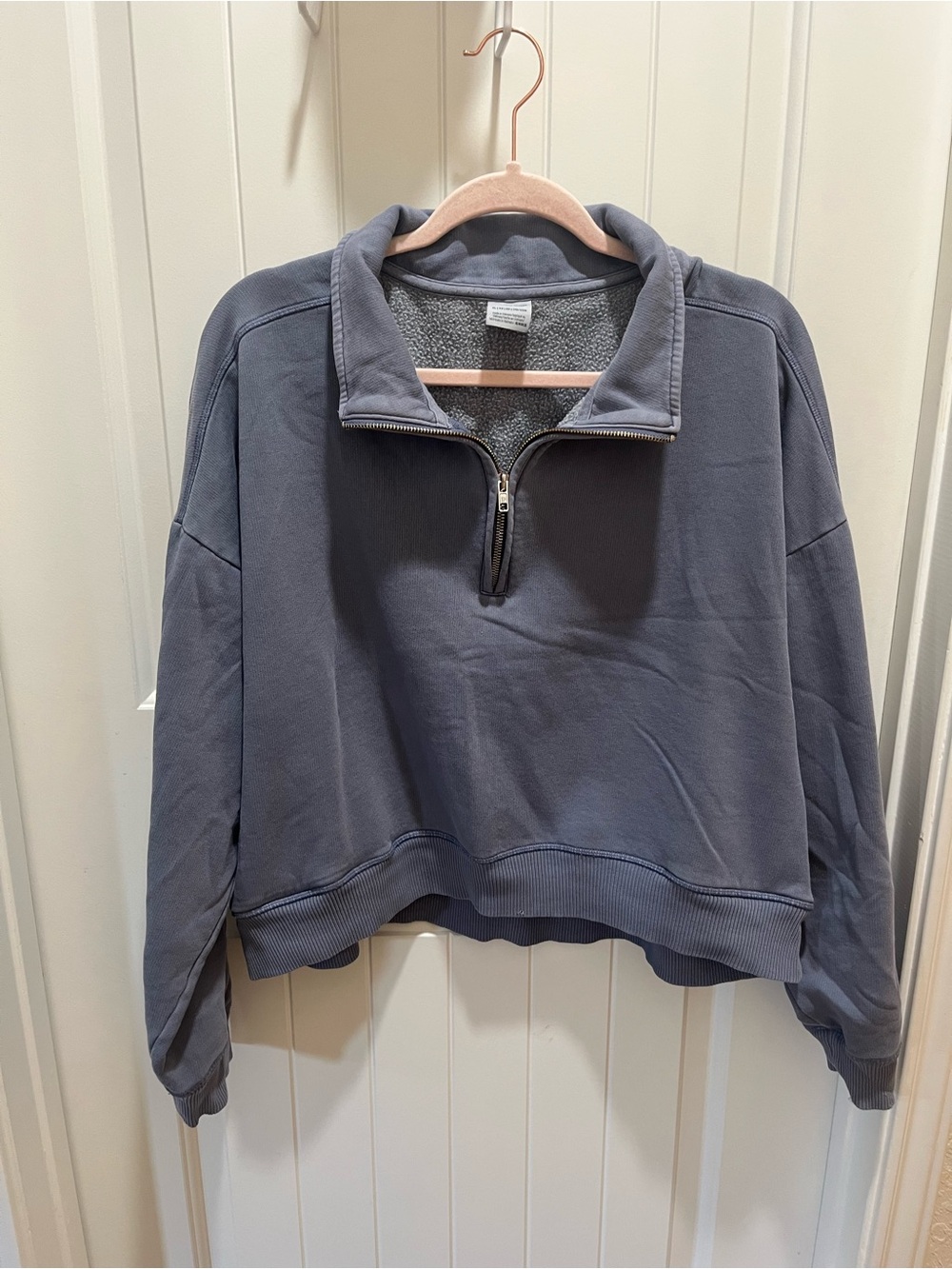 Victoria's Secret Pink Slate Blue Quarter Zip Pullover XL - Flawed - Oversized